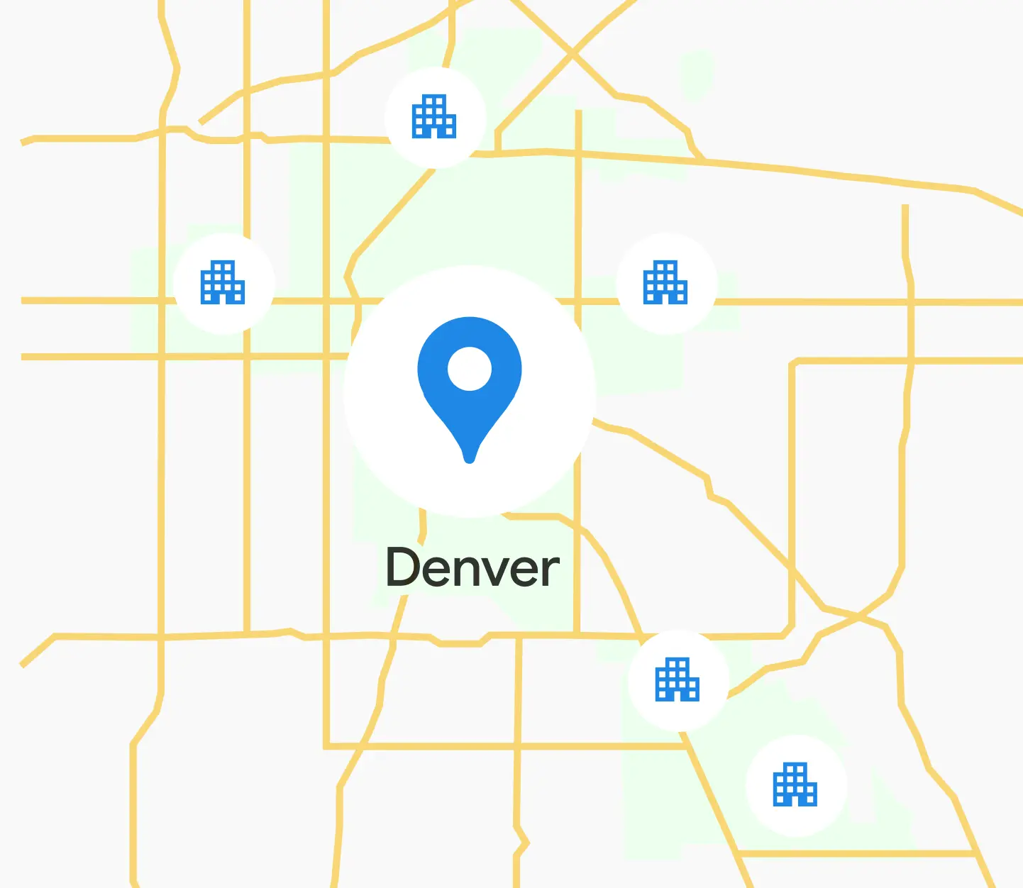 An illustration of a map describing the availability of GFiber in Denver
