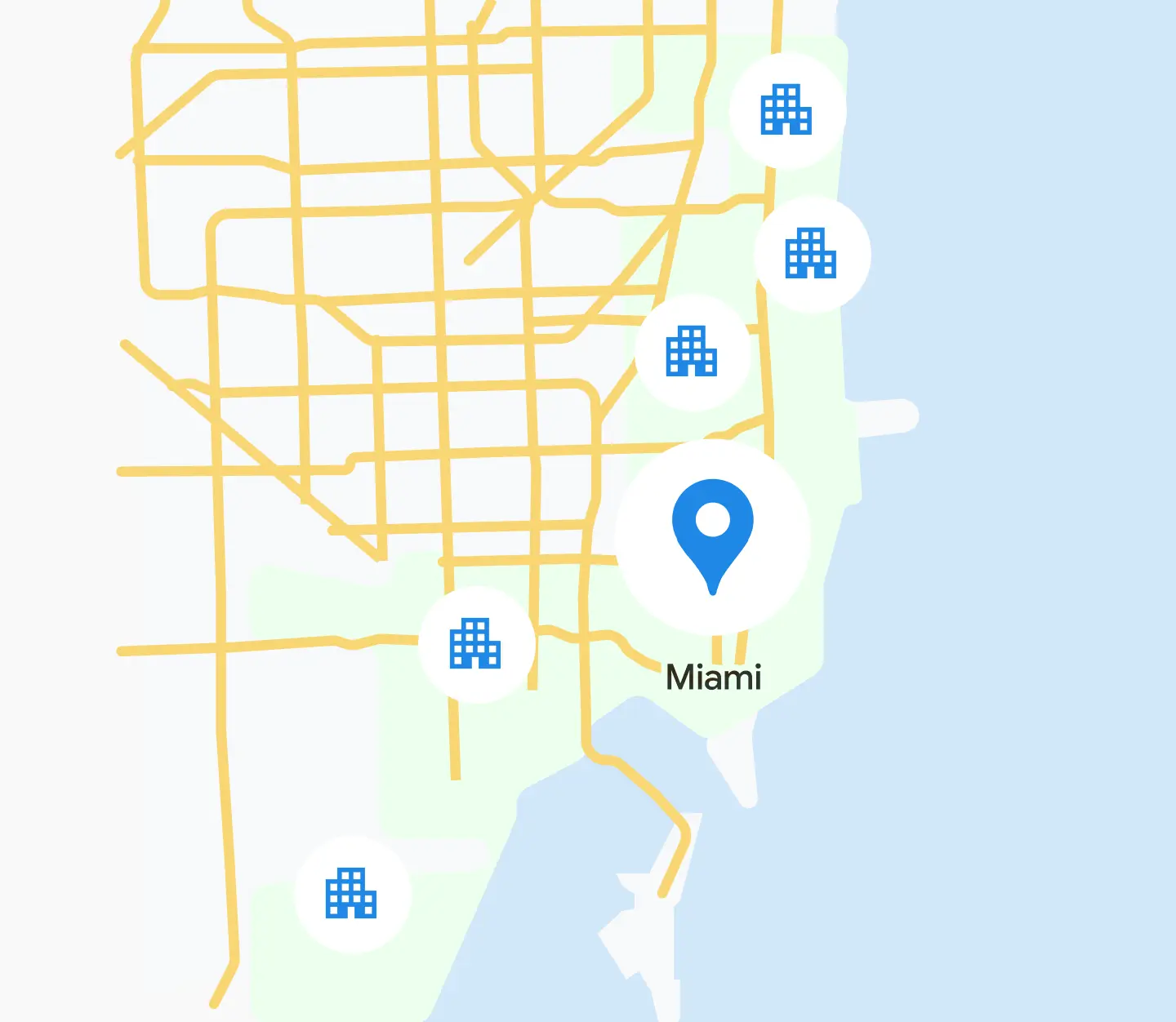 An illustration of a map describing the availability of GFiber in Miami